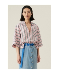 Ganni - OVERSIZE SEERSUCKER BLOUSE