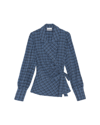 Ganni - SEERSUCKER WRAP SHIRT