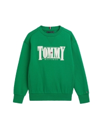 Tommy Hilfiger Kids  - LOGO APPLIQUÉ FLEECE SWEATSHIRT GREEN 