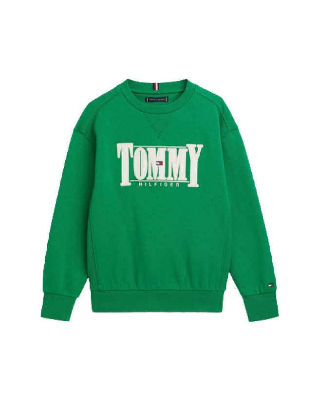 bad mærke navn Resonate LOGO APPLIQUÉ FLEECE SWEATSHIRT GREEN - Tommy Hilfiger Kids - Køb til børn