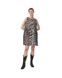 Ganni - LEOPARD TIE BAND MINI DRESS