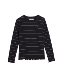 Tommy Hilfiger Kids  - STRIPE RIB-KNIT LONG SLEEVE T-SHIRT