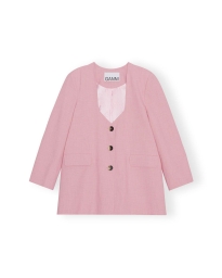 Ganni - OVERSIZED BLAZER MELANGE PINK