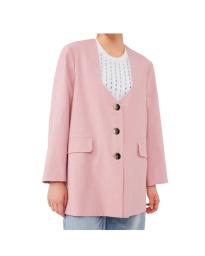 Ganni - OVERSIZED BLAZER MELANGE PINK