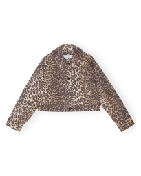 Ganni - LEOPARD CANVAS SHORT JACKET