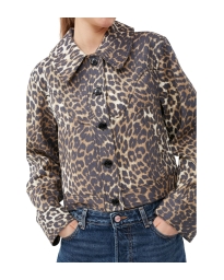 Ganni - LEOPARD CANVAS SHORT JACKET