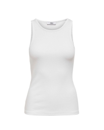 Only - RIBSTRIKKET TANKTOP HVID