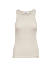 Only - RIBSTRIKKET TANKTOP BEIGE
