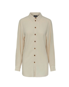 Pieces - OVERSIZED LINEN SKJORTE BEIGE