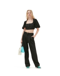 Ganni - DRAPEY MELANGE LOOSE PLEAT PANTS