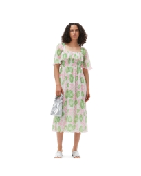 Ganni - PLEATED GEORGETTE MIDI SMOCK DRESS