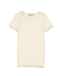 Wheat - BLONDE RIB T-SHIRT KNÆKKET HVID