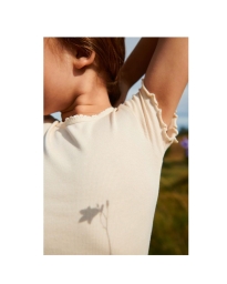 Wheat - BLONDE RIB T-SHIRT KNÆKKET HVID