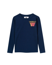 Wood Wood KIDS - KIM STACKED LOGO LANGÆRMET BLUSE NAVY