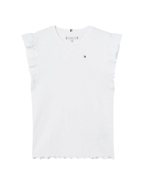 Tommy Hilfiger Kids  - RUFFLET RIB TOP HVID