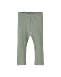 Name It - RIBSTRIKKEDE LEGGINGS STØVET GRØN