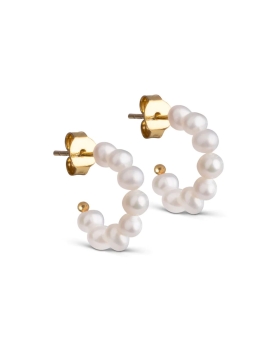 Enamel - PEARLIE MINI HOOPS GULD/HVID