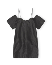 Ganni - TAFFETA MINIKJOLE SORT