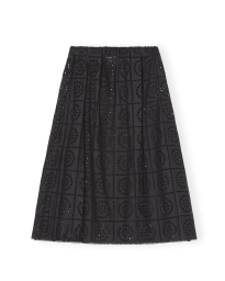 Ganni - BRODERIE ANGLAISE NEDERDEL SORT