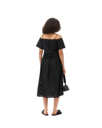 Ganni - BRODERIE ANGLAISE NEDERDEL SORT