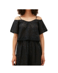 Ganni - BRODERIE ANGLAISE NEDERDEL SORT