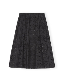 Ganni - BRODERIE ANGLAISE NEDERDEL SORT