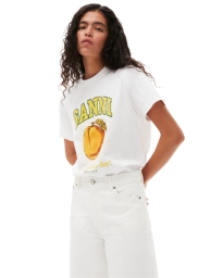 Ganni - PEACH T-SHIRT HVID