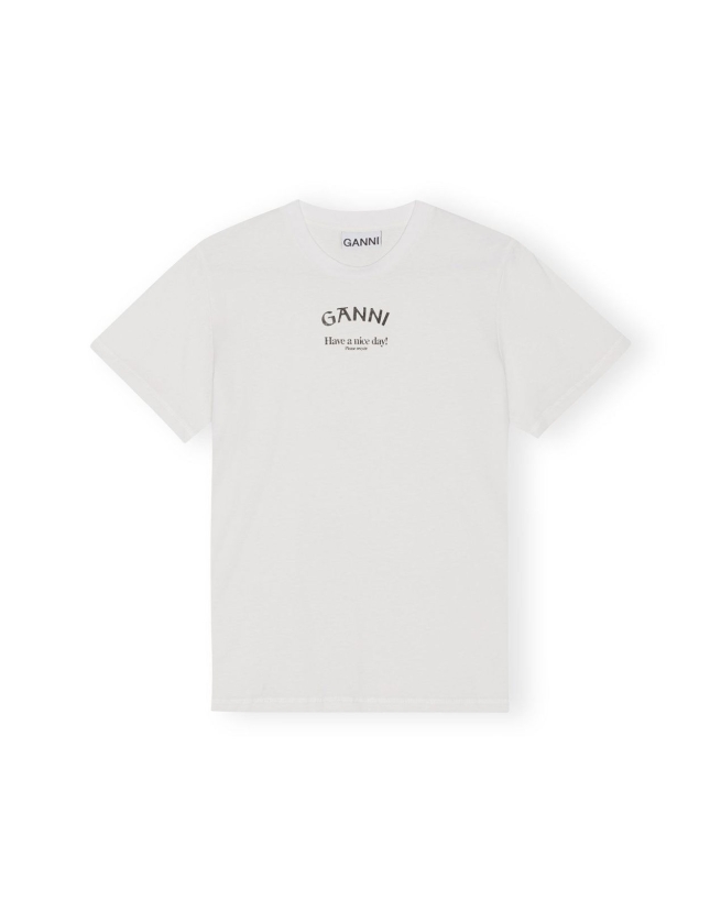 Ganni - NICE DAY T-SHIRT HVID