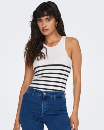 Only - KENYA STRIBET RIB TOP HVID