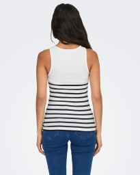 Only - KENYA STRIBET RIB TOP HVID