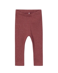 Name It - BASIS RIBSTRIKKET LEGGINGS RUST RØD
