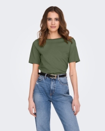 Only - BASIS ENSFARVET T-SHIRT GRØN