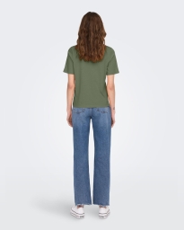 Only - BASIS ENSFARVET T-SHIRT GRØN