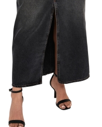 Only - CILLA LANG DENIM NEDERDEL SORT