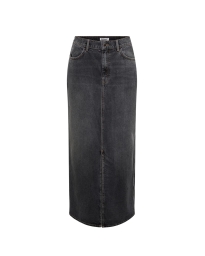 Only - CILLA LANG DENIM NEDERDEL SORT