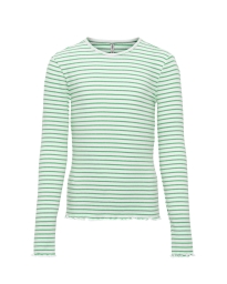 Only Kids - STRIBET RIB BLUSE GRØN