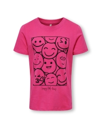 Only Kids - HAPPY T-SHIRT FUCHSIA