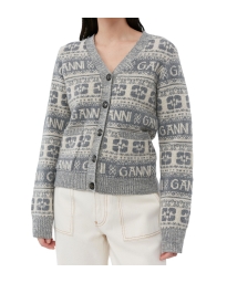 Ganni - GANNI LOGO CARDIGAN