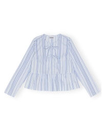 Ganni - STRIPED TWILL PEPLUM BLOUSE