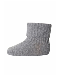 MP Denmark - RIBSTRIKKEDE STRØMPER GREY MELANGE
