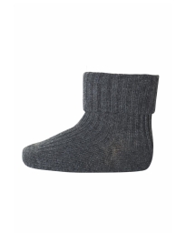 MP Denmark - RIBSTRIKKEDE STRØMPER DARK GREY MELANGE