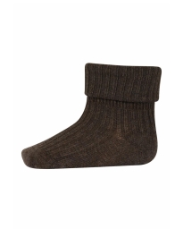 MP Denmark - RIBSTRIKKEDE STRØMPER BROWN MELANGE
