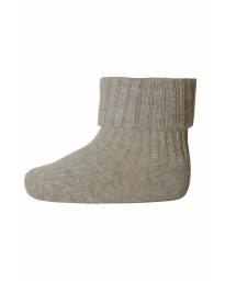 MP Denmark - RIBSTRIKKEDE STRØMPER LIGHT BROWN MELANGE