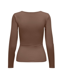 Only - 2-WAYS LANGÆRMET BLUSE BRUN