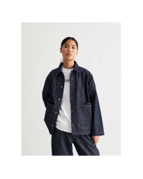 Woodbird - Clyde Rail Jakke Navy Og Hvid