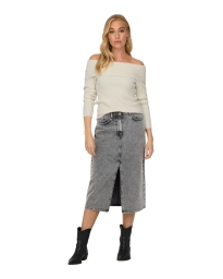 Only - GRY MIDI NEDERDEL GRÅ DENIM