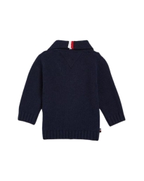 Tommy Hilfiger Kids  - BUTTON PATCH POCKET CARDIGAN BLÅ