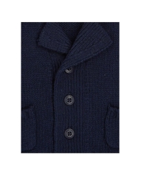 Tommy Hilfiger Kids  - BUTTON PATCH POCKET CARDIGAN BLÅ