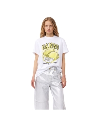 Ganni - RELAXED LEMON T-SHIRT HVID