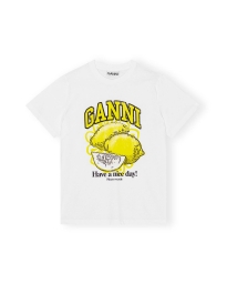 Ganni - RELAXED LEMON T-SHIRT HVID